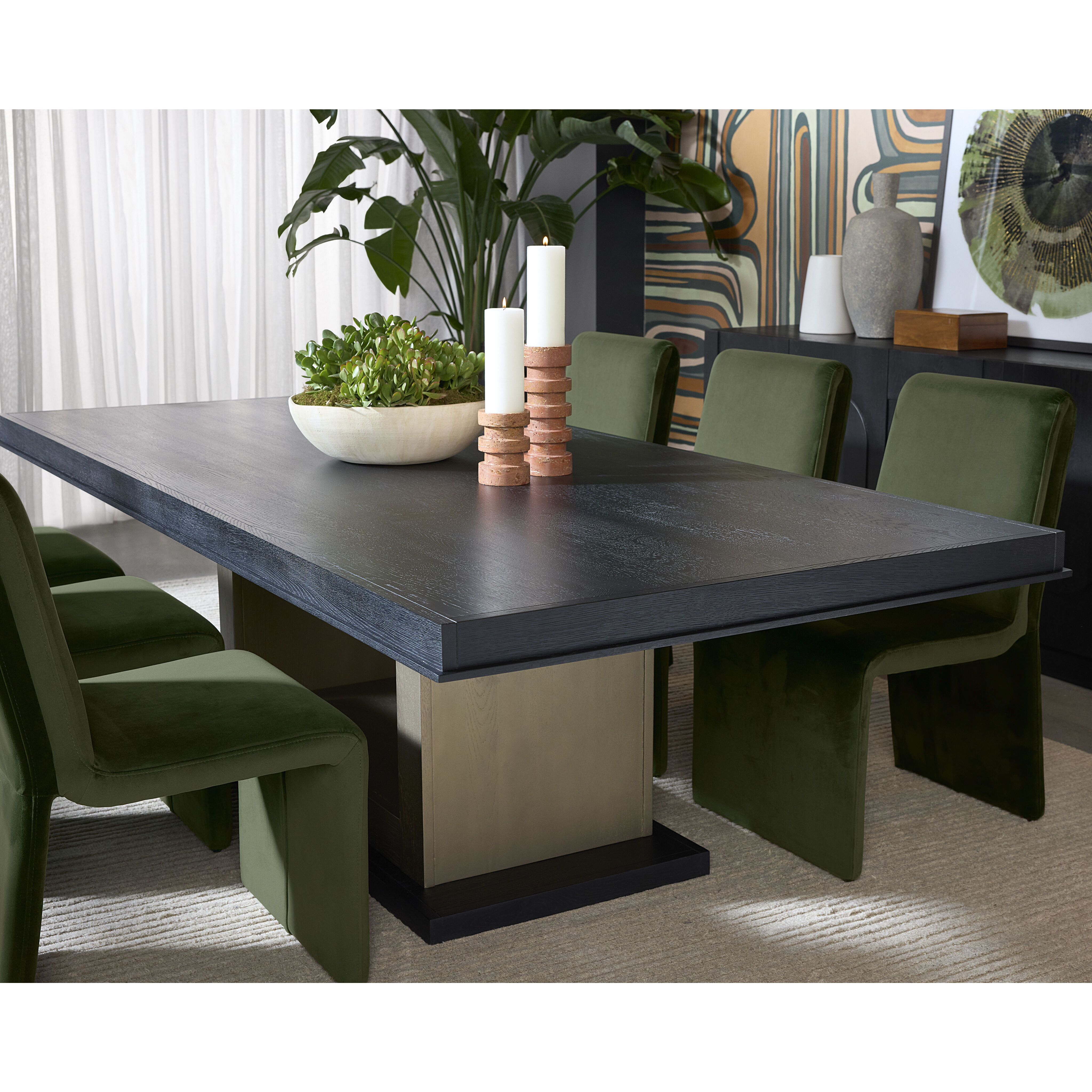 Judson 100 X 46 inch Black / Warm Brass Dining Table